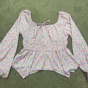 Womens Pink Floral Cottagecore and Y2K coded top Size S